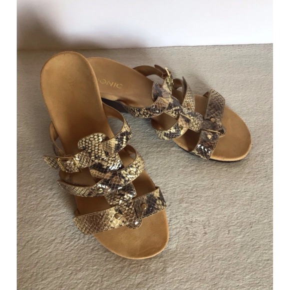 Vionic Shoes - VIONIC Orthaheel PARK RADIA Strap Wedge Sandals * Natural Snake 🌺 Size 8